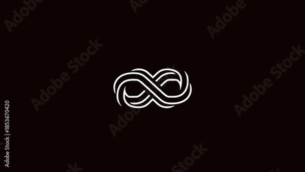 Obraz White Infinity Symbol on Black Background 1.