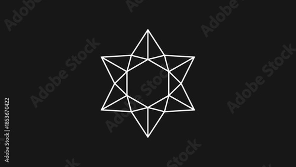 Obraz White Star Symbol on Black Background.