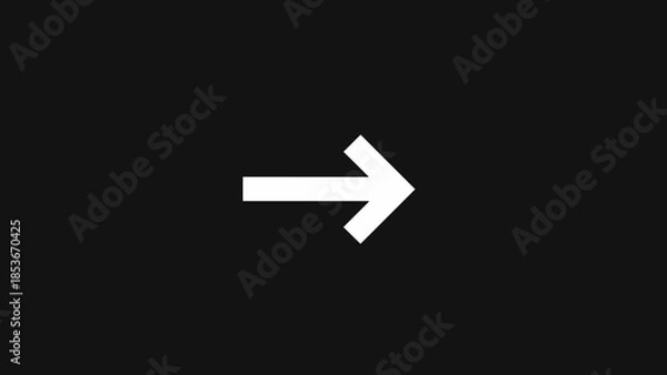 Obraz White Right Arrow on Black Background.