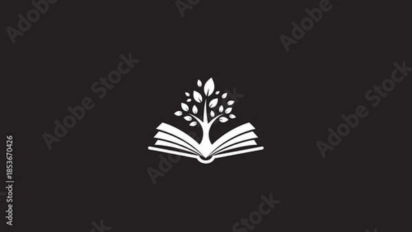 Obraz White Tree Growing Out Open Book.