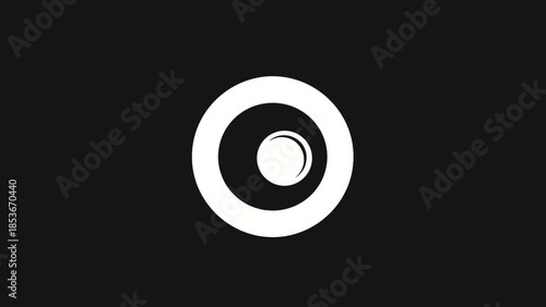 Obraz White Target Icon on Black Background.