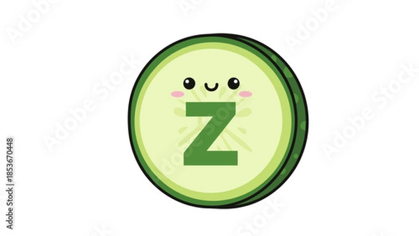 Obraz Zucchini Cartoon Character with Happy Face.