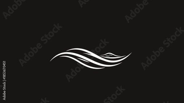 Obraz White Wavy Lines on Black Background.