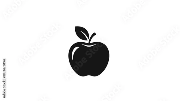 Obraz Black Silhouette of an Apple.