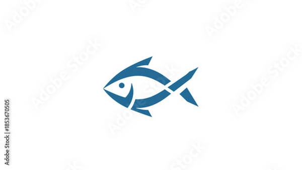Obraz Blue Fish Icon Simple Design Element.