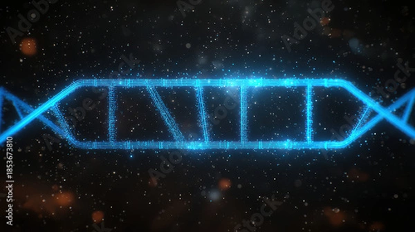 Obraz Forensic lab investigation neon digital DNA strand glowing blue in dark futuristic scene conveying scientific analysis and high tech mood