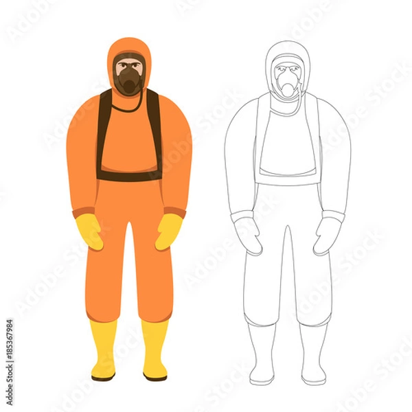 Fototapeta man  in  protective overalls vector illustration flat style   front