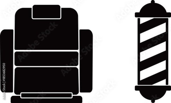 Obraz 理容室　椅子　サインポール　アイコン