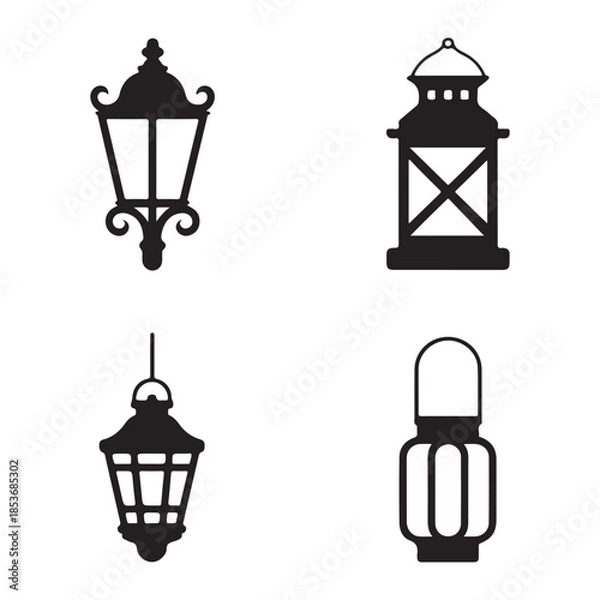 Obraz Minimal lantern icon representing simple night illumination