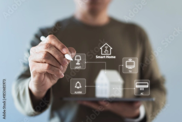 Fototapeta Connected smart home device network control interface