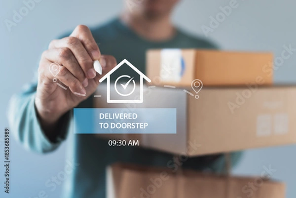 Fototapeta Delivered to Doorstep Confirmation Interface