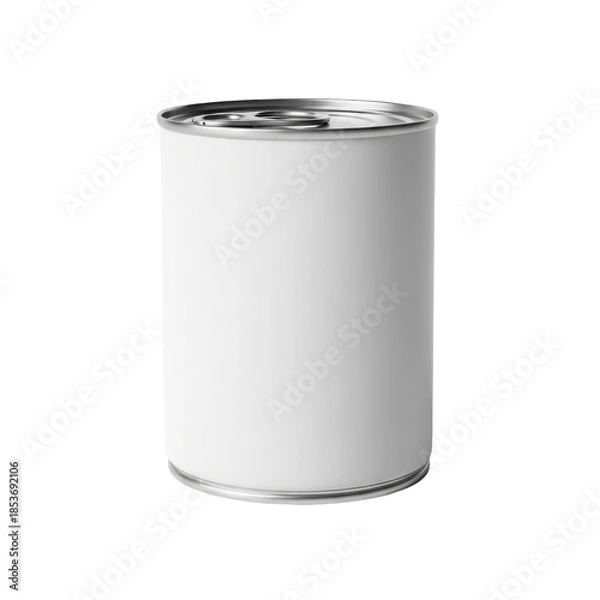 Obraz White tin can isolated on transparent background