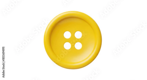 Obraz Yellow plastic button isolated on transparent background