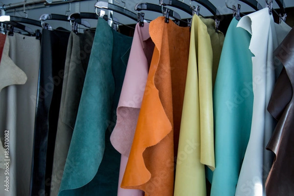 Fototapeta Variety of colorful leather samples