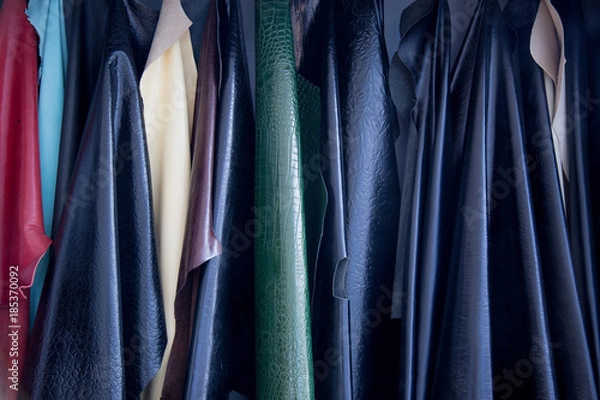 Fototapeta Variety of colorful leather samples