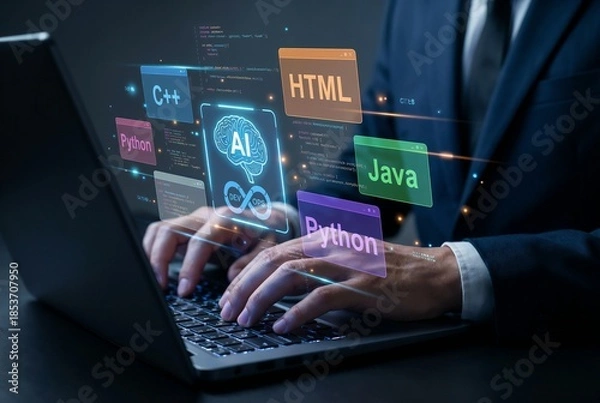 Fototapeta Multi-Language Software Development with AI Integration