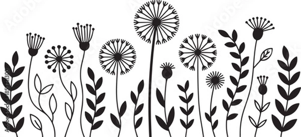 Obraz Black and white floral illustration