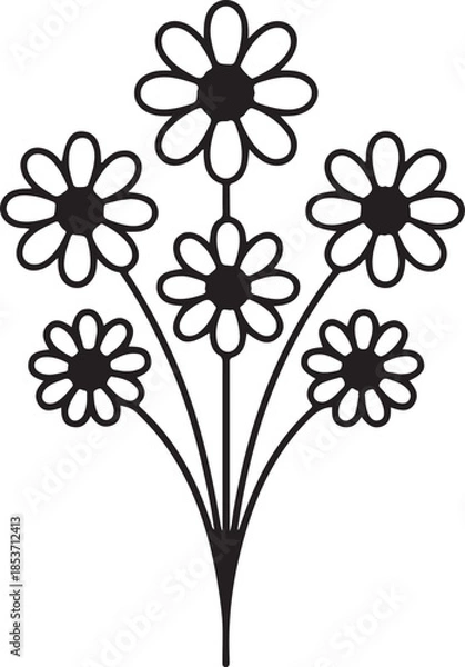 Obraz Simple black and white daisy illustration