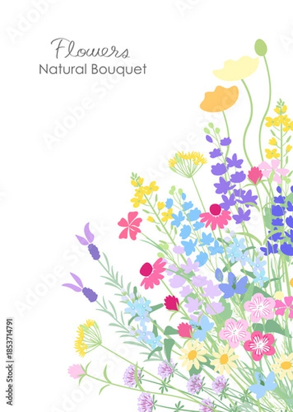 Obraz ナチュラルでカラフルな草花の花束