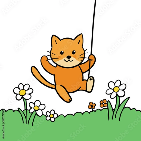 Obraz cat and flowers