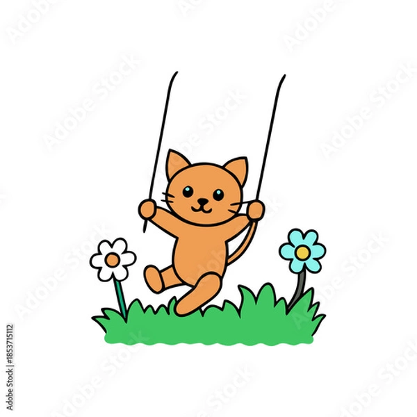 Obraz cat and flowers