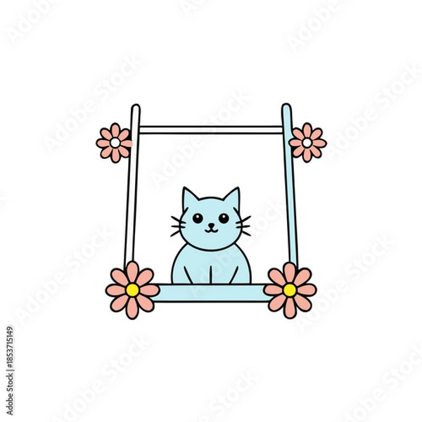 Obraz cat with flowers