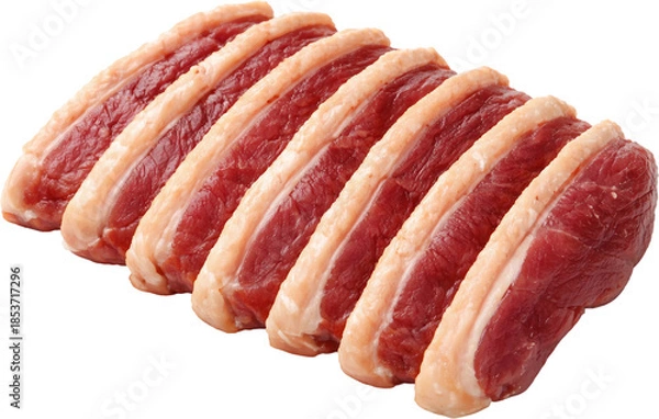 Obraz Raw Sliced Pork with Fat Layers