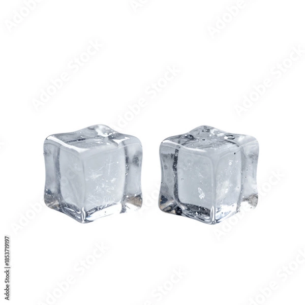 Obraz Two clear ice cubes with water droplets