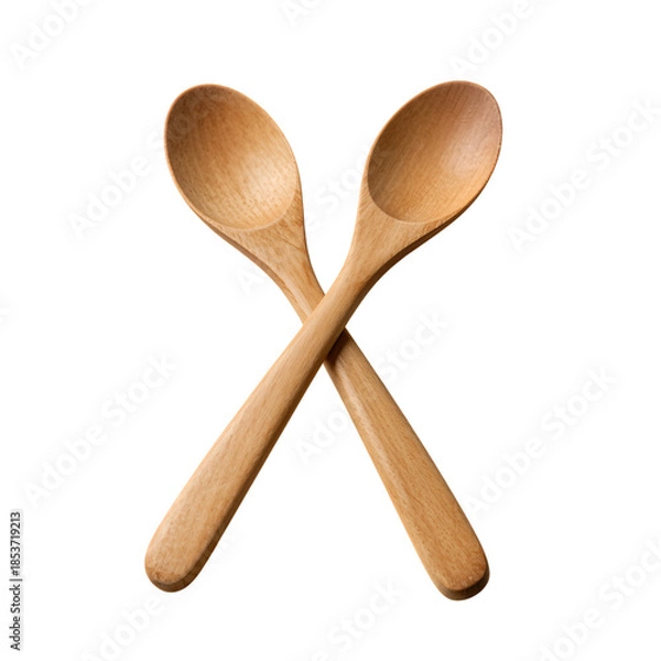 Obraz Two crossed wooden spoons.