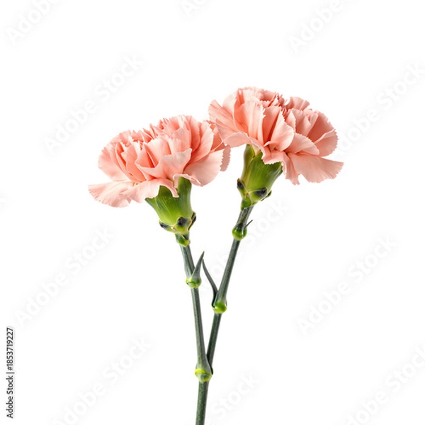 Obraz Two pink carnation flowers on a single stem