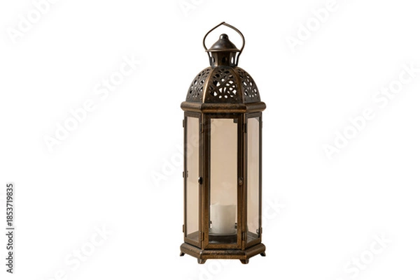 Obraz Vintage Metal Lantern with Glowing Candle Inside