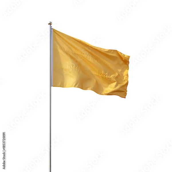 Obraz Waving gold flag on flagpole