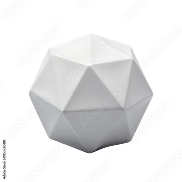Obraz White geometric dodecahedron shape.
