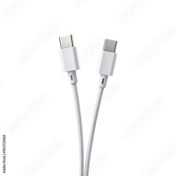 Obraz White USB-C charging cable isolated