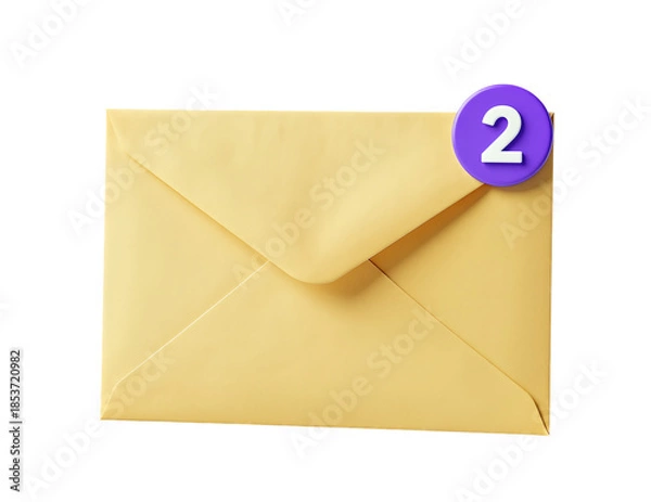 Obraz Yellow envelope with a purple number two sticker