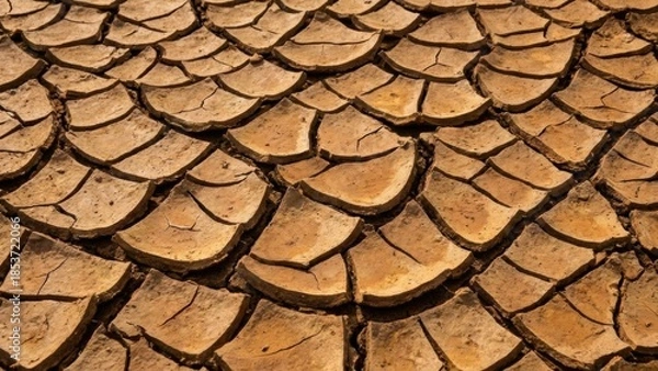 Obraz Cracked Dry Earth Surface With Detailed Clay Texture And Natural Sunlight