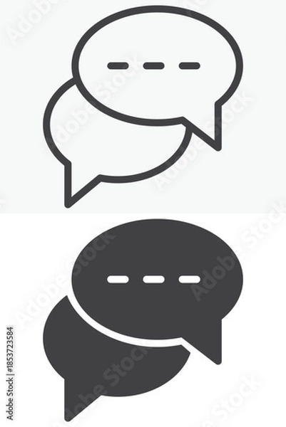 Fototapeta Speech bubbles chat line and solid vector icon set