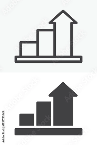 Fototapeta Growth chart arrow line and solid vector icon set