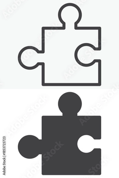 Fototapeta Puzzle piece line and solid vector icon set