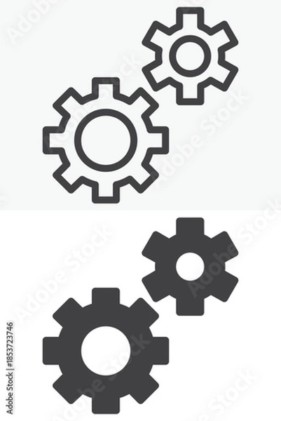 Fototapeta Settings gears line and solid vector icon set