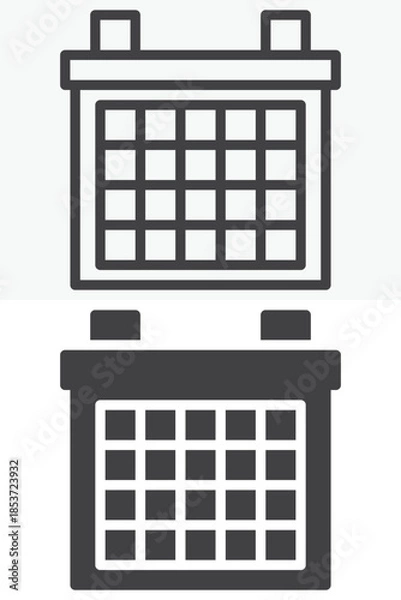 Fototapeta Calendar schedule line and solid vector icon set
