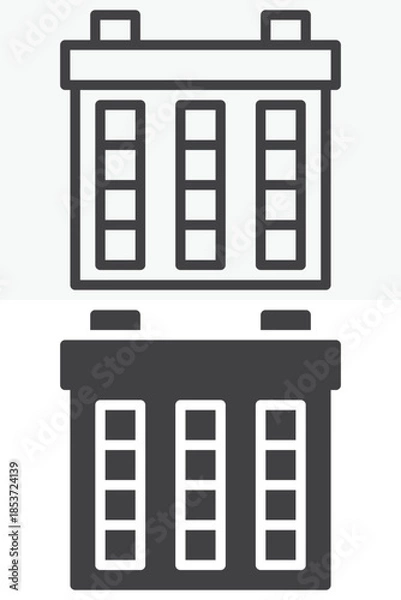 Fototapeta Calendar schedule line and solid vector icon set