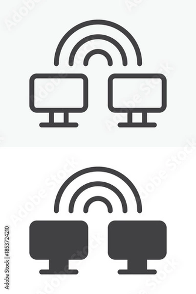 Fototapeta Wireless wifi signal line and solid vector icon set