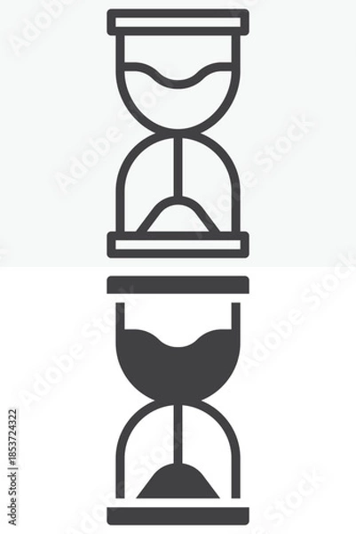 Fototapeta Hourglass time management line and solid vector icon set