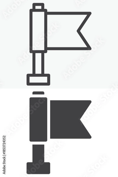 Fototapeta Flag goal marker line and solid vector icon set