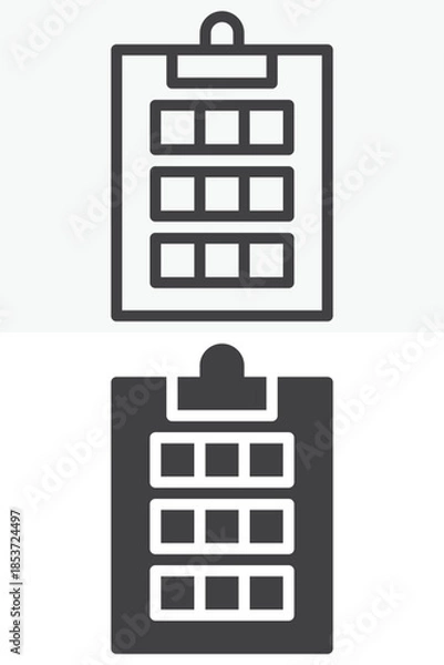 Fototapeta Notepad notes planning line and solid vector icon set