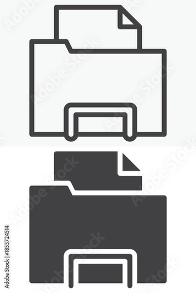 Fototapeta Folder file storage line and solid vector icon set