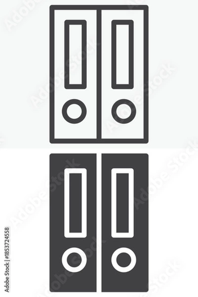 Fototapeta Office binders files line and solid vector icon set