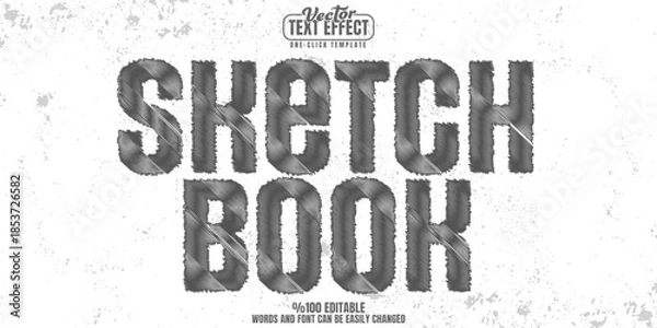 Obraz Sketch editable text effect, customizable drawing and outline 3d font style