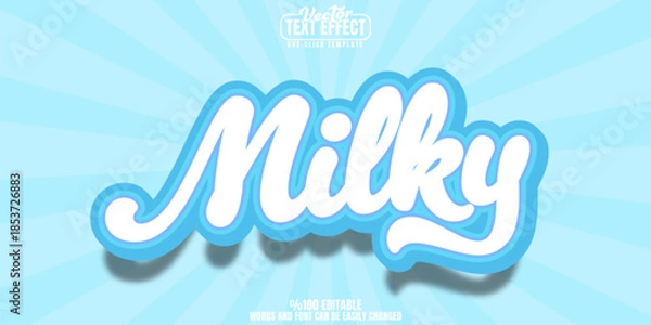 Obraz Milk editable text effect, customizable dairy and fresh 3d font style